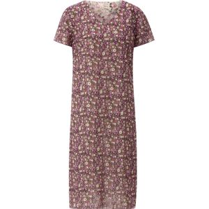 A-lijn Jurk - Rosé/Kaki Gedessineerd - Georgette - V-hals - Korte Mouwen