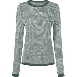 Dames Pullover met ronde hals in jade/ecru gedessineerd