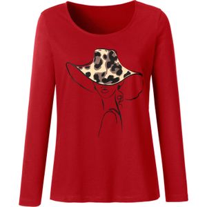 Dames Shirt met lange mouwen in kers