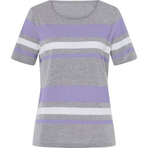 Dames Shirt met korte mouwen in grijs gemêleerd/lavendel gestreept