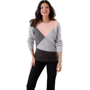 Dames Pullover met lange mouwen in antraciet/poudre gedessineerd