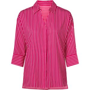 Dames Longline blouse in wit/pink gestreept
