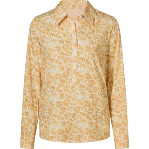 Dames Blouse met lange mouwen in geel/wit bedrukt