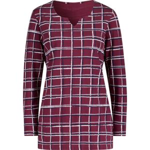 Dames Lang shirt in bordeaux/nachtblauw geruit