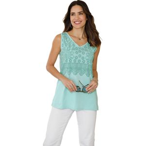 Classic Basics - Shirttop - Mint/Salie - Mouwloos - V-hals - 100% Katoen