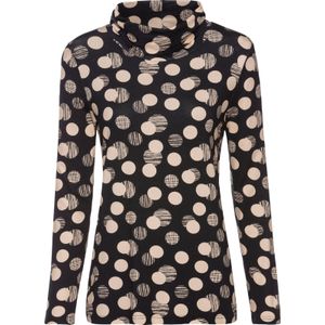 Lady - Colshirt - Zwart/caramel gedessineerd - Lange Mouwen