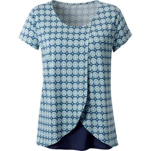 Dames Shirt met korte mouwen in kalkmint/wit bedrukt