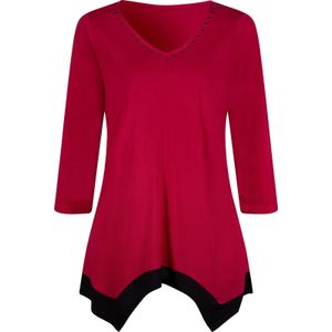 Dames Lang shirt in rood/zwart