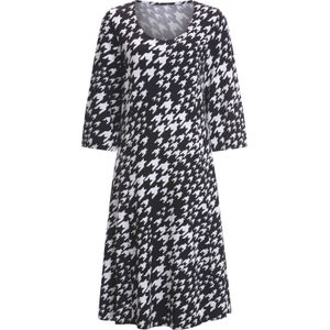 Dames Jersey jurk in zwart/wit geprint
