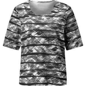 T-shirt - Zwart/Wit Gedessineerd - 100% Katoen