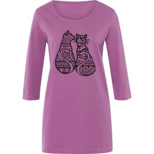 Dames Lang shirt in violet/zwart