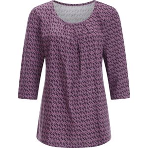 Dames Shirt met 3/4-mouw in paars/zwart bedrukt
