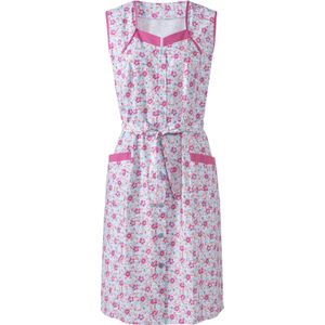 Schort - Bloemdessin - Effen Biezen - Doorknoopsluiting - Cotton Made in Africa