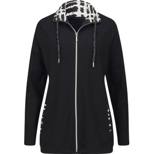 Zwart/Ecru Gedessineerd - Sweatvest - 100% Katoen - Lange Mouwen