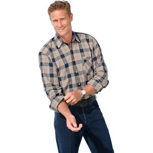 Overhemden - Beige/Blauw - 100% Katoen - Lange Mouwen - Knoopsluiting