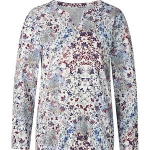 Dames Shirt met lange mouwen in rookblauw/rozenkwarts bedrukt