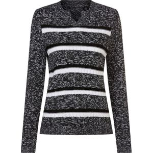 Dames Pullover met lange mouwen in zwart/wit gedessineerd