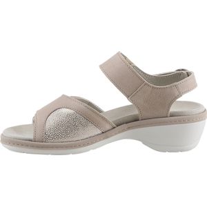 Nubuckleer - Sandalen - Beige - Gespsluiting - Zeer Brede Wijdte H