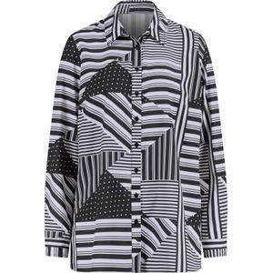 Blouse - Wit/Zwart Gedessineerd - 100% Polyester