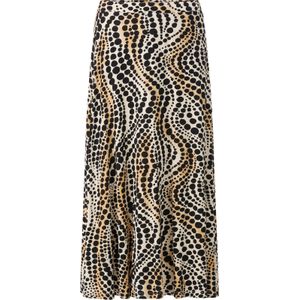 Dames Rok van jersey in ivoor/zwart bedrukt