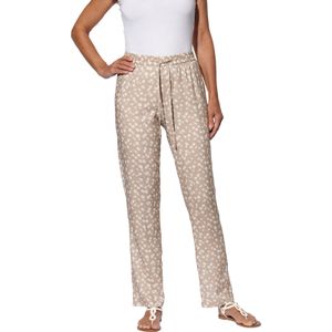 Dames comfortbroek in beige/wit geprint