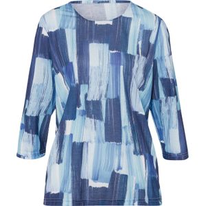 Dames Shirt met lange mouwen in marine-aqua bedrukt