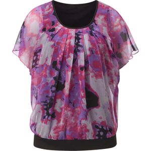 Dames Chiffonblouse in paars/fuchsia geprint