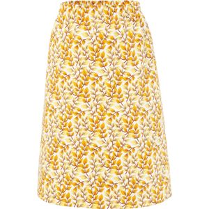 Dames comfortrok in ecru/oker bedrukt