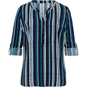 Dames Comfortabele blouse in kalkmint/petrol gestreept