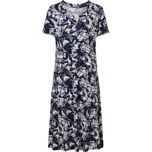 Dames Jersey jurk in marine/ecru geprint