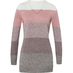 Dames Lange pullover in hortensia/ecru gemêleerd