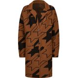 Cognac-Zwart Gedessineerd Vest - Reverskraag - 100% Polyacryl