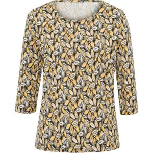 Dames Shirt met 3/4-mouw in geel/grijs geprint
