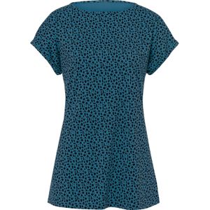 Dames Lang shirt in topaas/zwart bedrukt