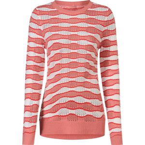 Dames Ajourpullover in flamingo/ecru gedessineerd
