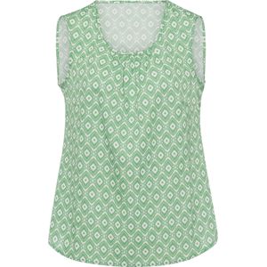 Dames Blousetop in ecru/appel bedrukt