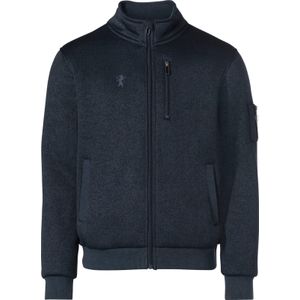 Heren Jack van tricotfleece in donkerblauw gemêleerd