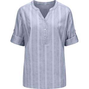 Dames Comfortabele blouse in duifblauw/ecru gestreept