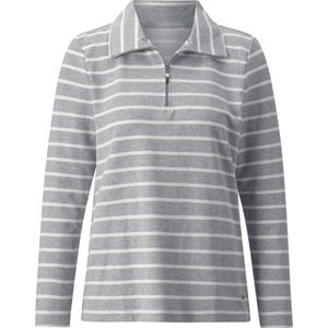 Steengrijs/Ecru Gestreepte Sweater - Lange Mouwen - Katoen/Polyester