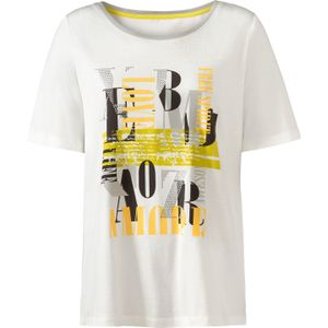Dames Shirt - Ecru/Limoen - Korte Mouwen - Bedrukt