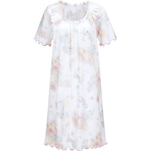 Vrouwelijk Nachthemd - Bloemdessin - Ronde Hals - A-Lijn - Single-Jersey