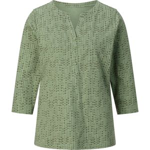 Dames Shirt met 3/4-mouw in eucalyptus/kaki bedrukt