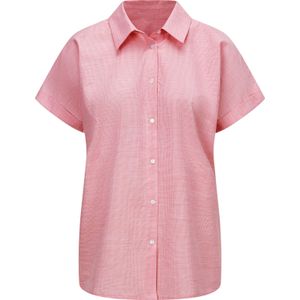 Dames Blouse met korte mouwen in flamingo/ecru gedessineerd