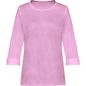 T-shirt - Rosé - 100% Katoen - Ronde Hals - 3/4-Mouwen
