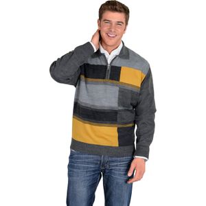 Gebreide Trui - Antraciet/Geel - 100% Polyacryl - Lange Mouwen