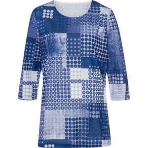 Dames Shirt met 3/4-mouw in groenblauw/marine bedrukt