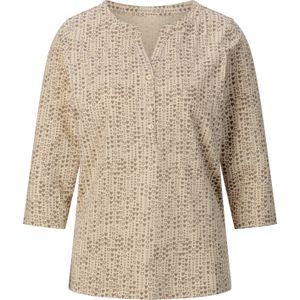 Dames Shirt met 3/4-mouw in zand/taupe geprint