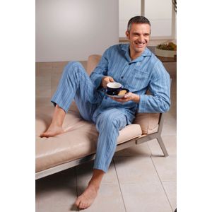Heren Pyjama in blauw gestreept