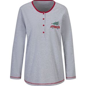 Dames Pyjama in grijs gemêleerd/rood