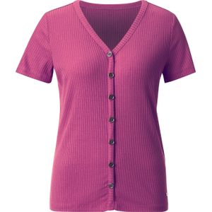 T-shirt - Magenta - 95% Viscose, 5% Elastaan - Korte Mouwen - V-hals